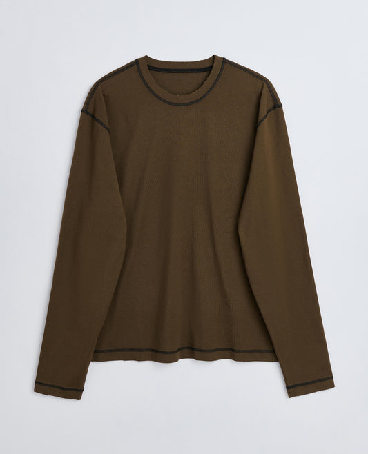 CONTRAST TEE LS . BROWN