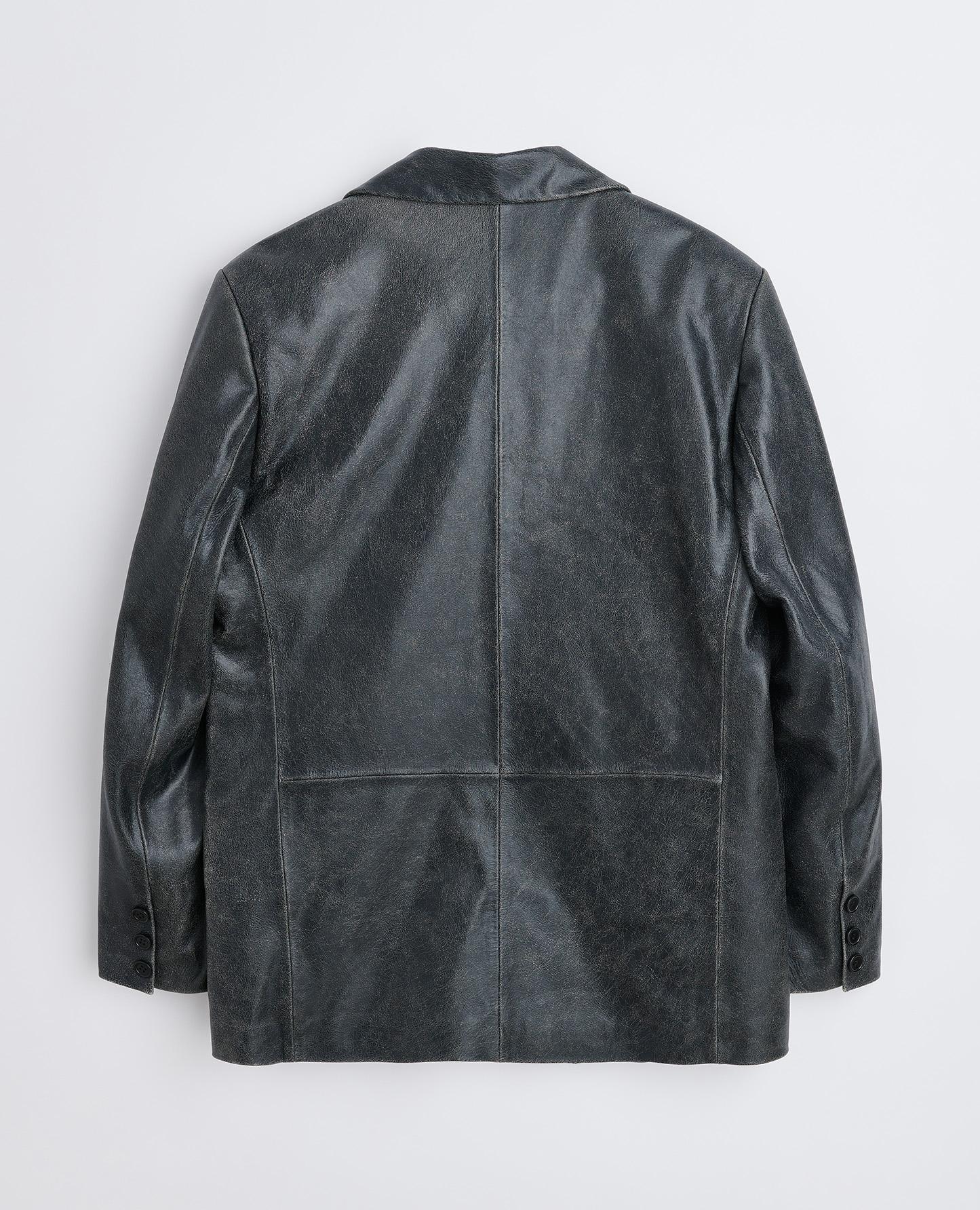 LEATHER BLAZER . WASHED BLACK