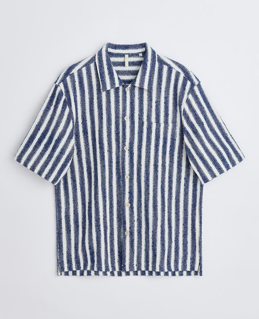 SPACEY SS SHIRT . NAVY STRIPE