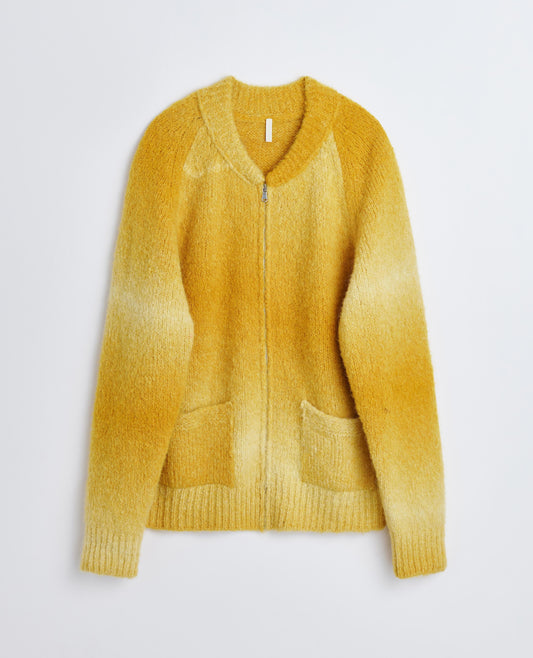 OMBRE ZIP CARDIGAN . YELLOW